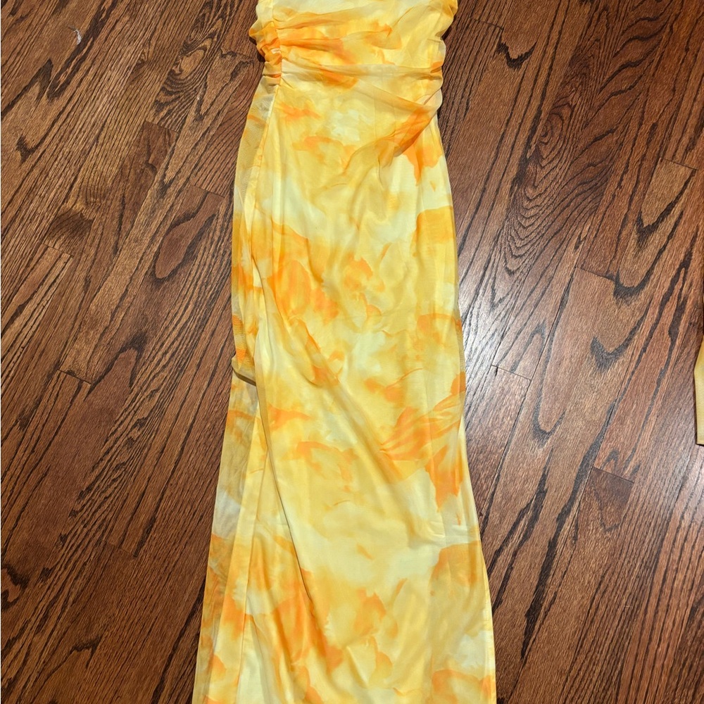 SHEIN Strapless Yellow and Orange Dress